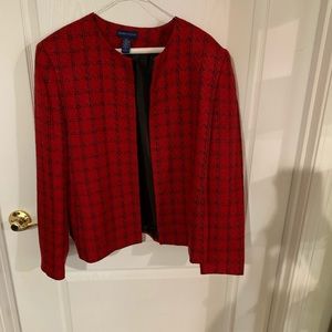 Karen Scott Sz 14 red sparkly dress jacket. A10